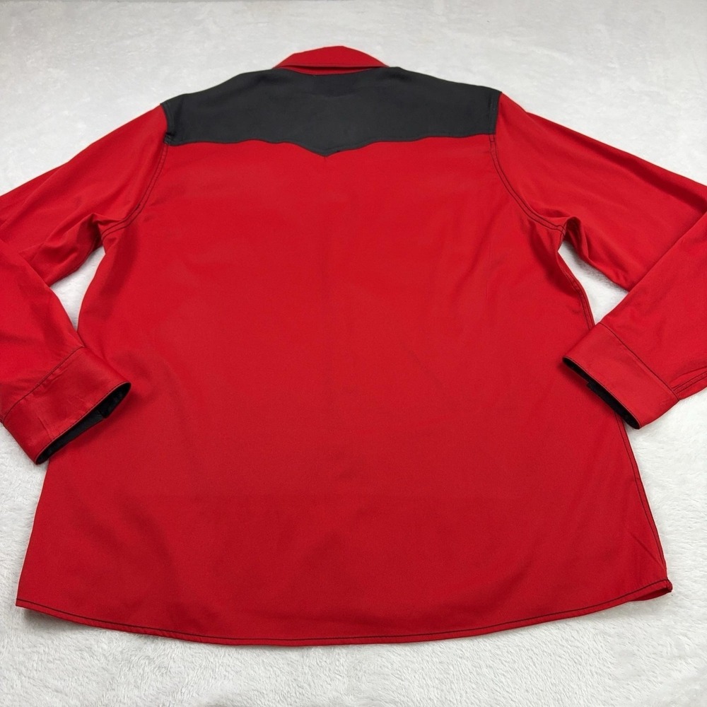 ZSJR Shirt Mens XL Red Black Western Long Sleeve Button Front Cow Skull Yoke - Picture 3 of 10